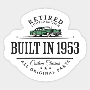 1953 Retired Parts Retirement Birthday Sticker